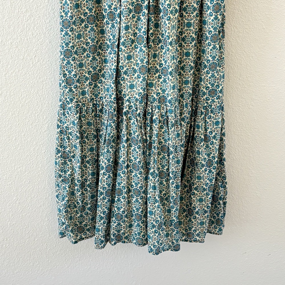 Anthropologie Peregrine Midi Dress S Teal Floral Boho Tiered Ruffle Festival - Picture 5 of 12